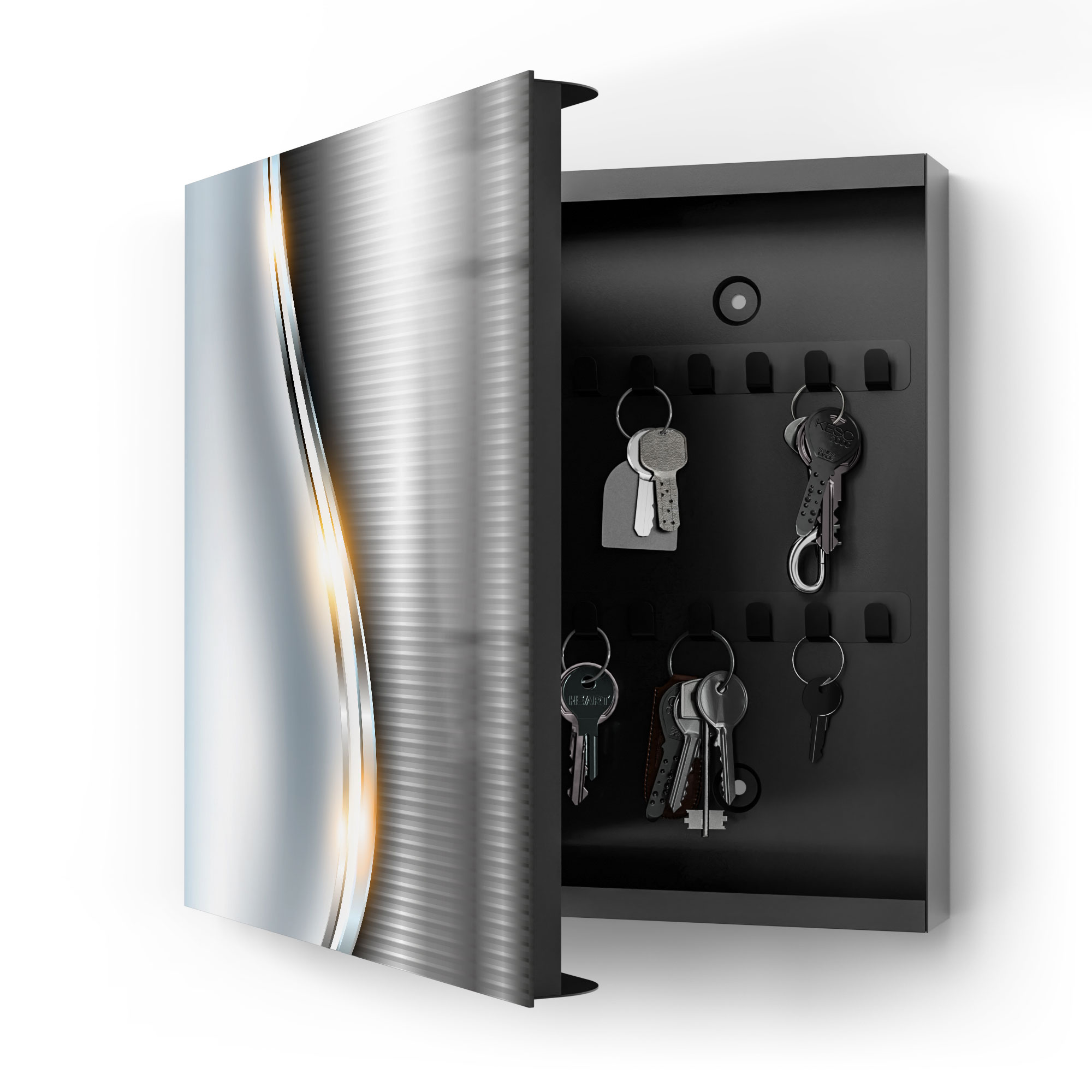 DEQORI Schlüsselkasten Glasfront 30x30 cm 'Elegantes Vektordesign' Box  modern